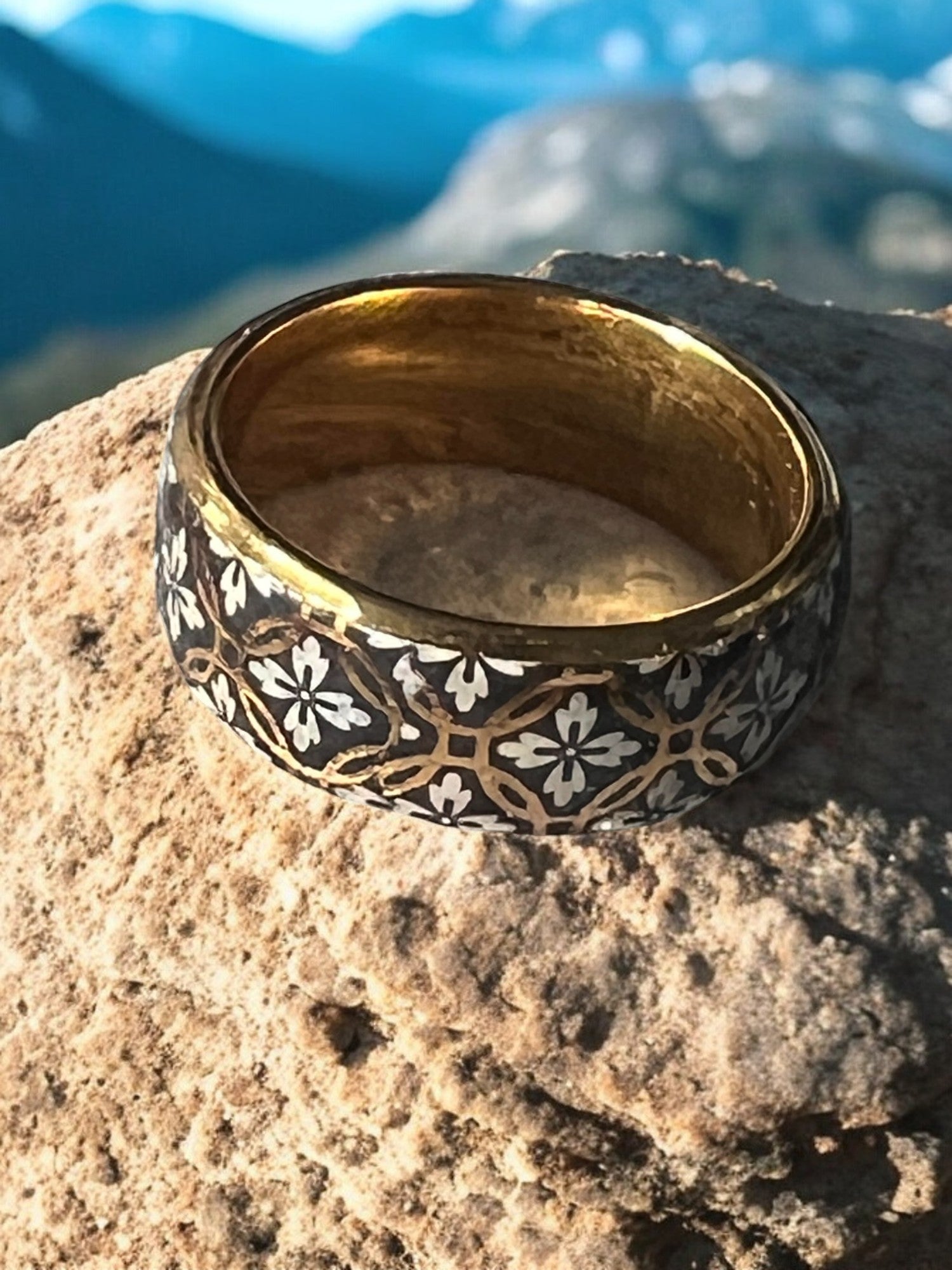 Gold Stainless Steel Ring With Geometric Shapes
