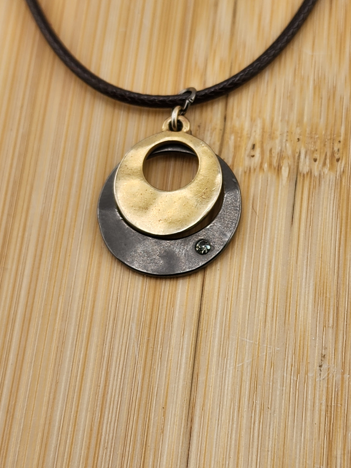 18in To 20in Adj Two-Tone Gold and Silver Disc Pendant Necklace