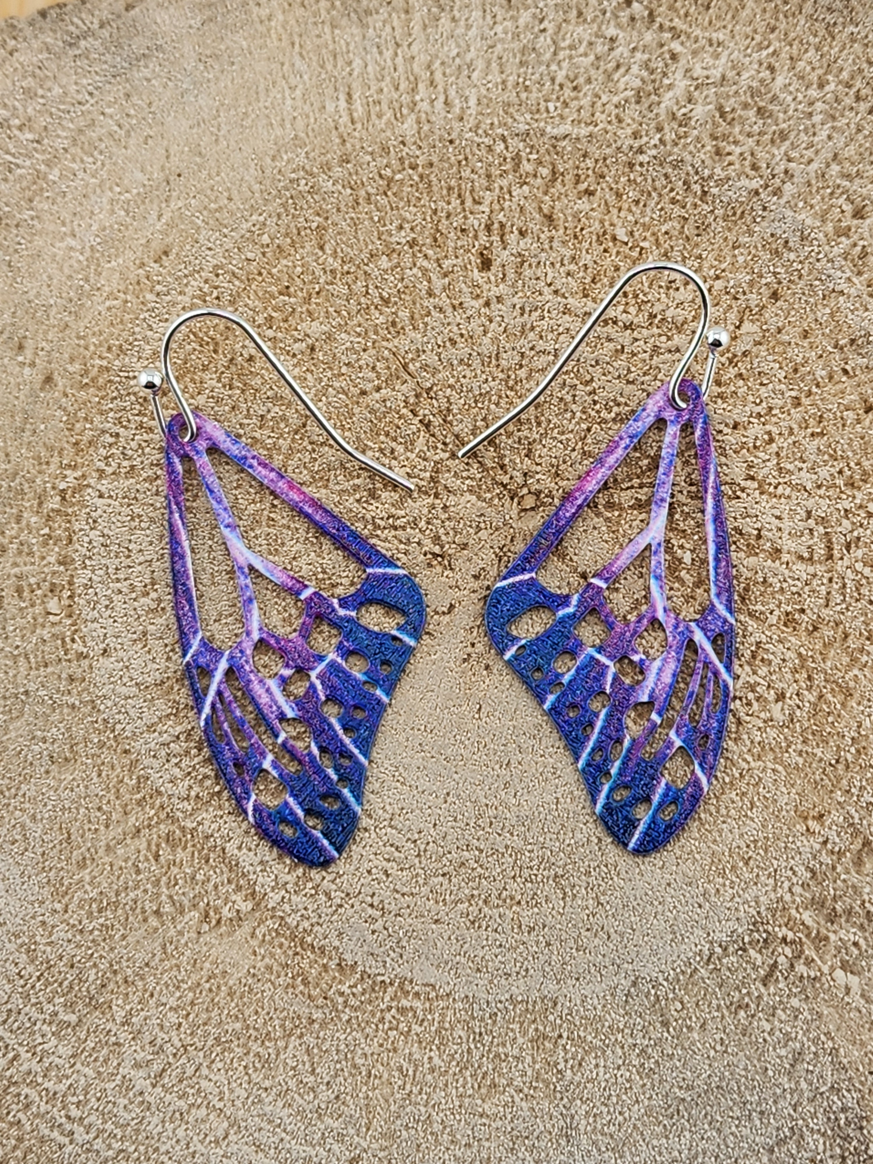 Purple and Blue Wing Drop Earrings - Women Jewelry