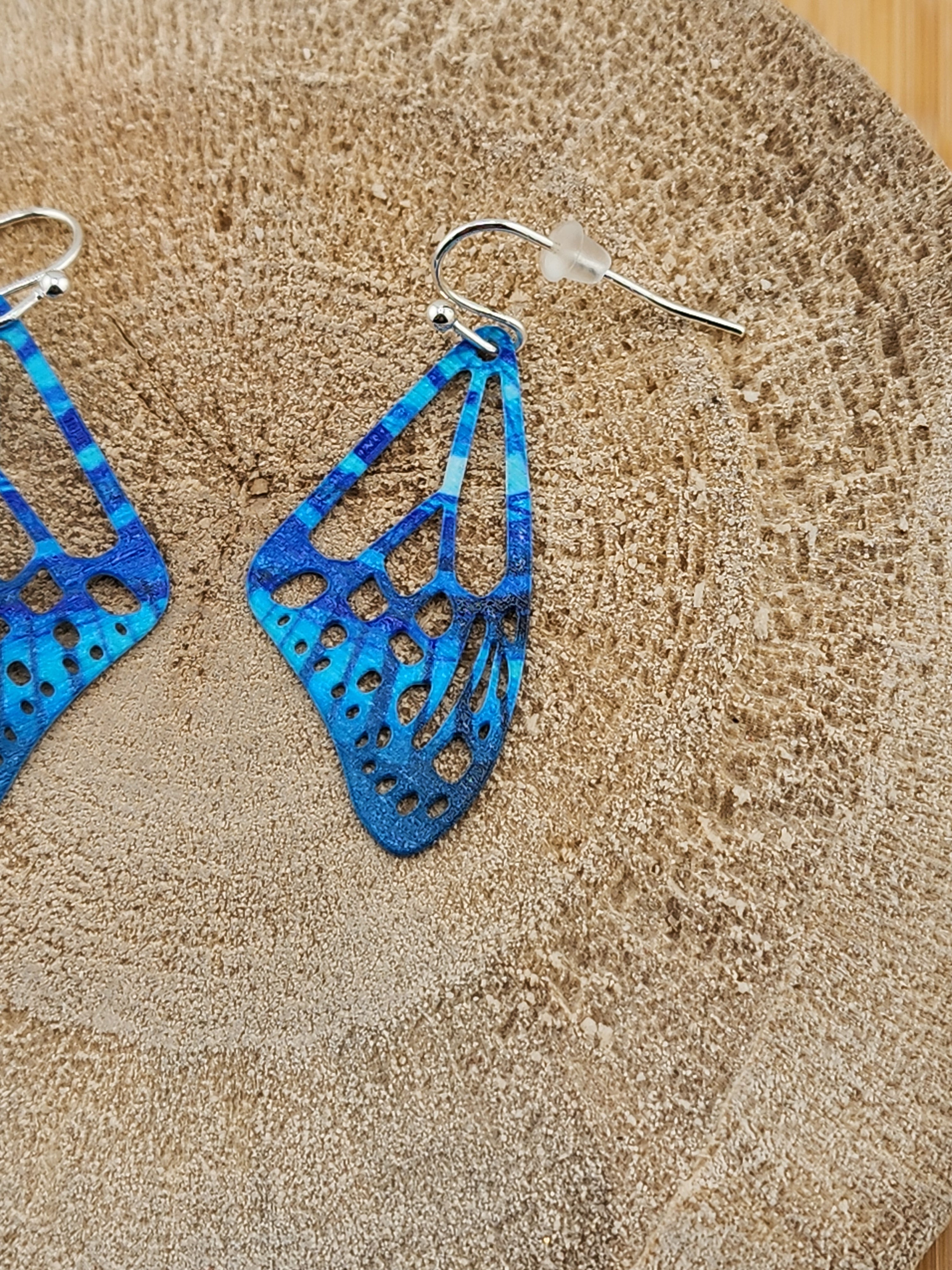 Blue Butterfly Wing Drop Earrings - Women Jewelry