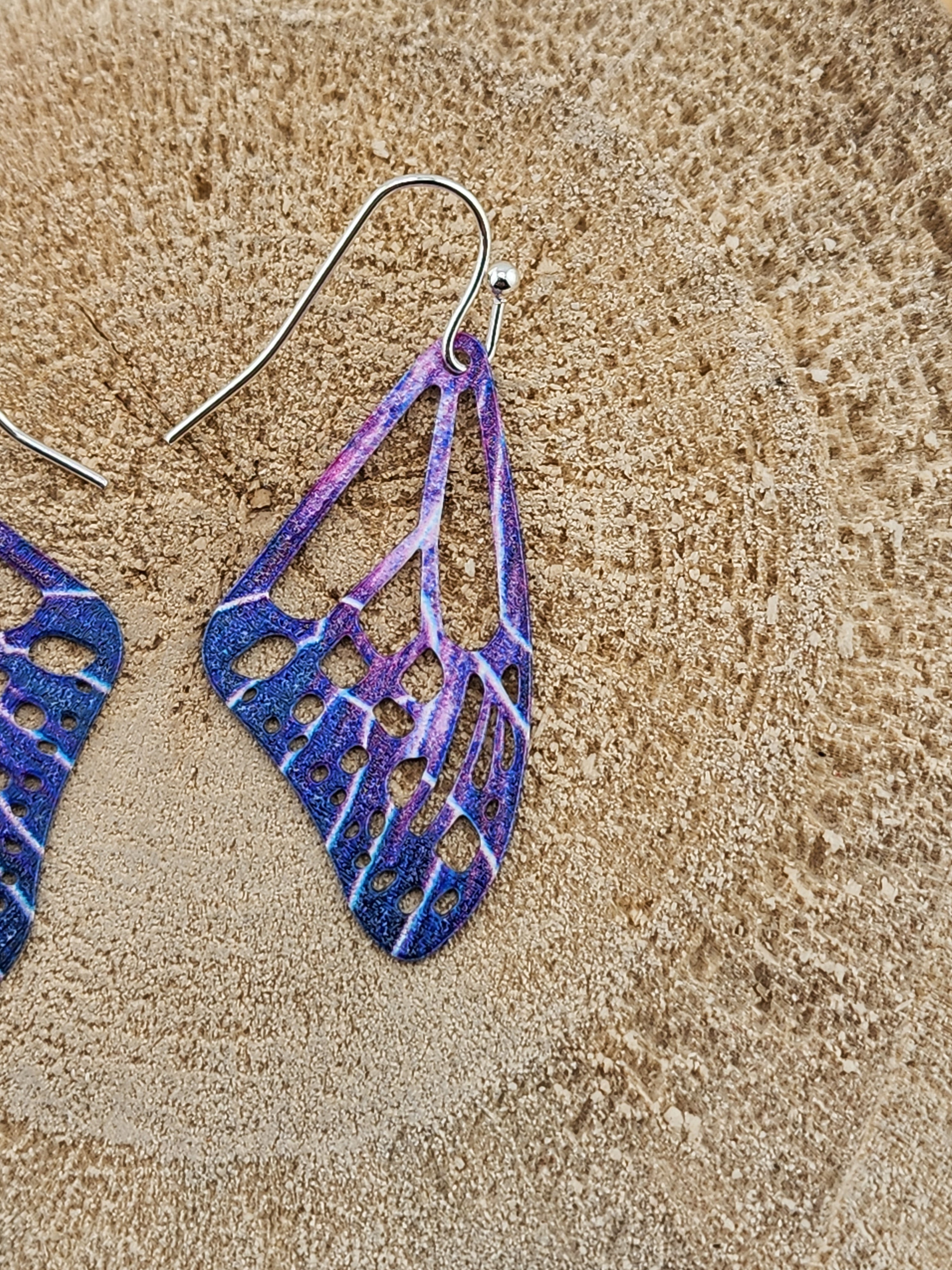 Purple and Blue Wing Drop Earrings - Women Jewelry