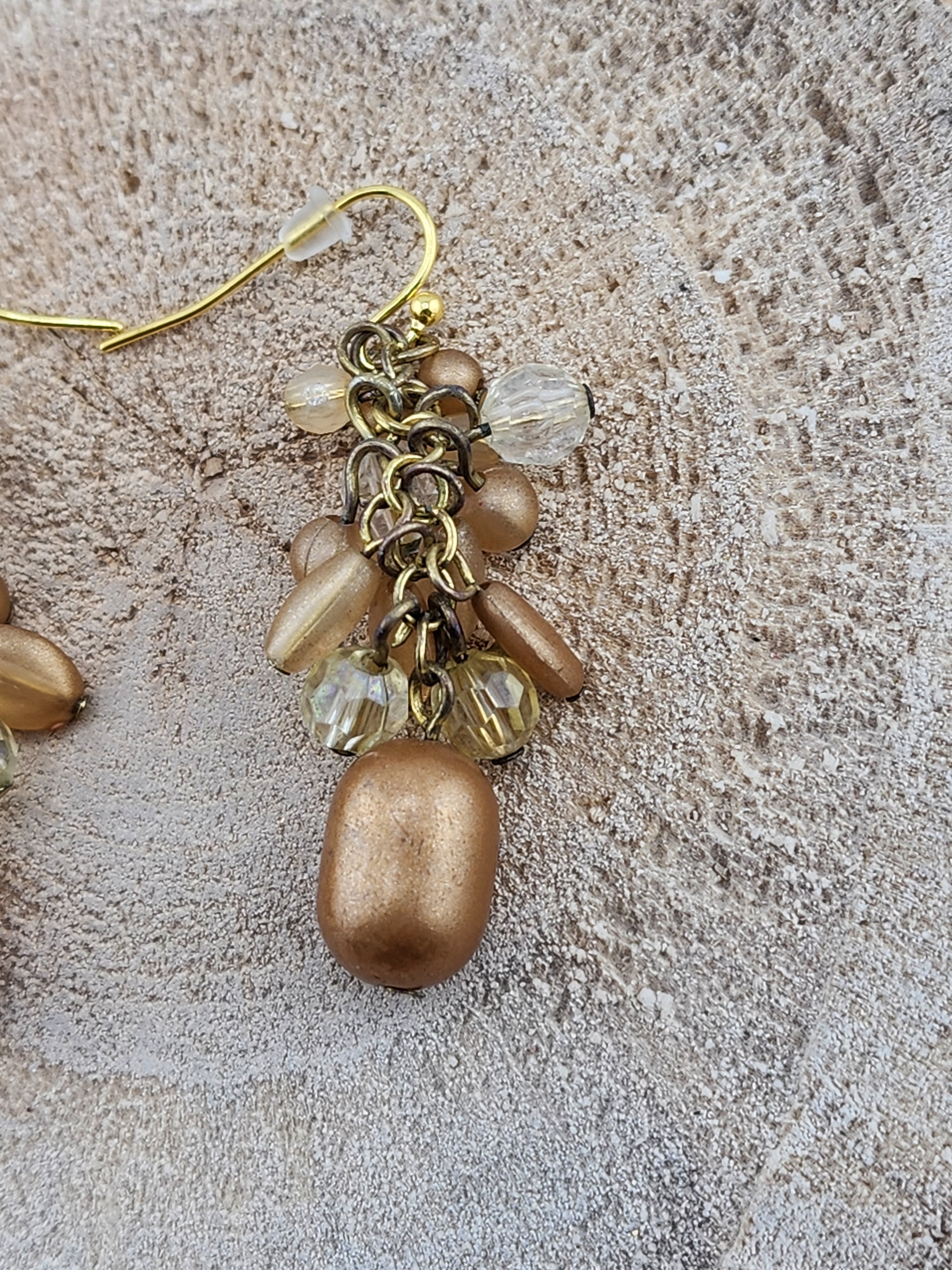 Gold Bead Cluster Dangle Earrings