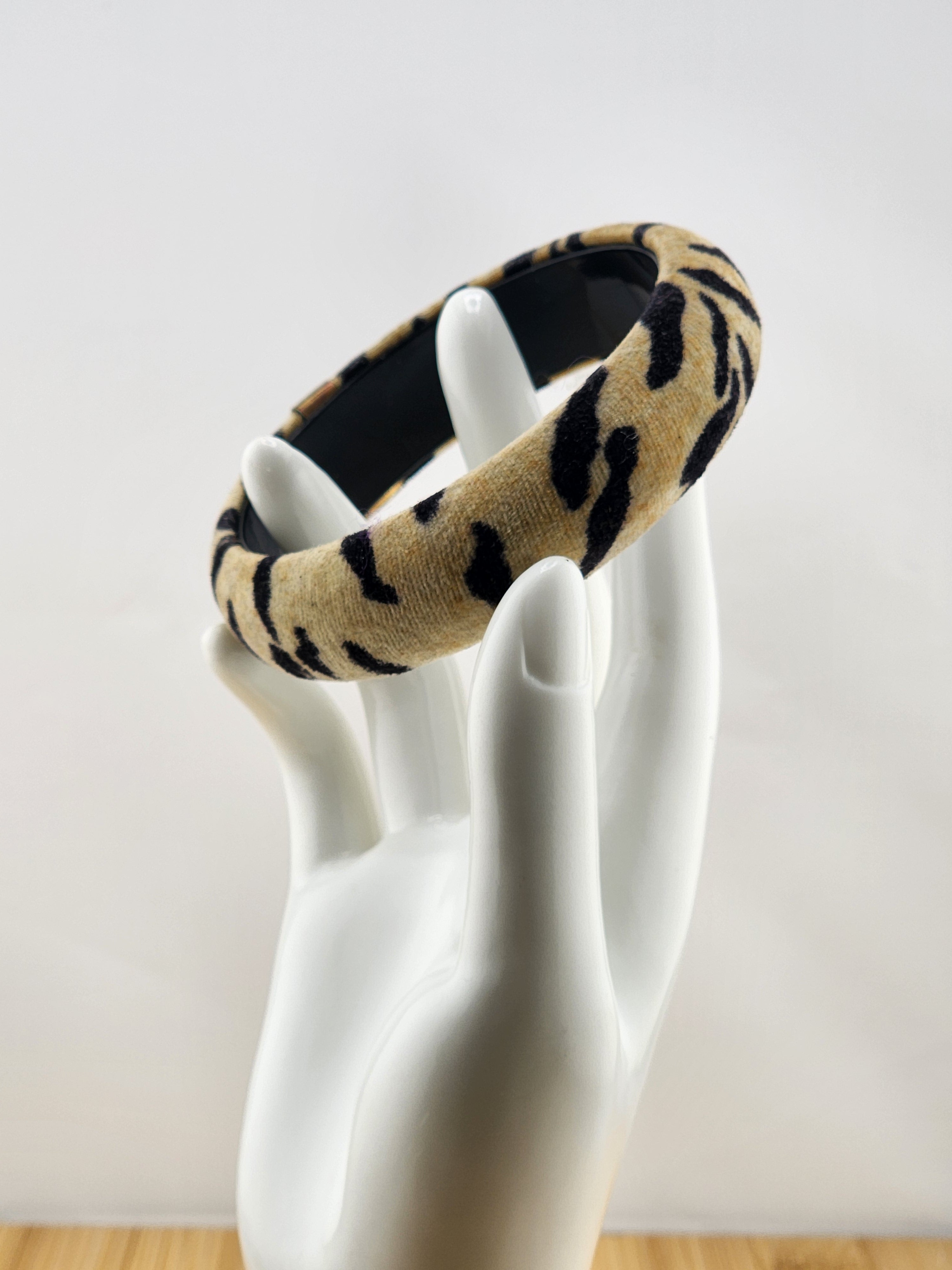 8in Leopard Print Padded Headband - Tan and Black 0520
