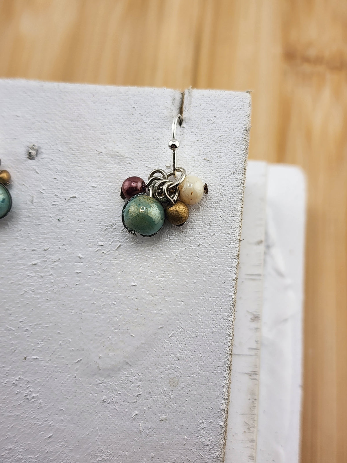 Handmade Turquoise Cluster Dangle Earrings - Multicolor Beads
